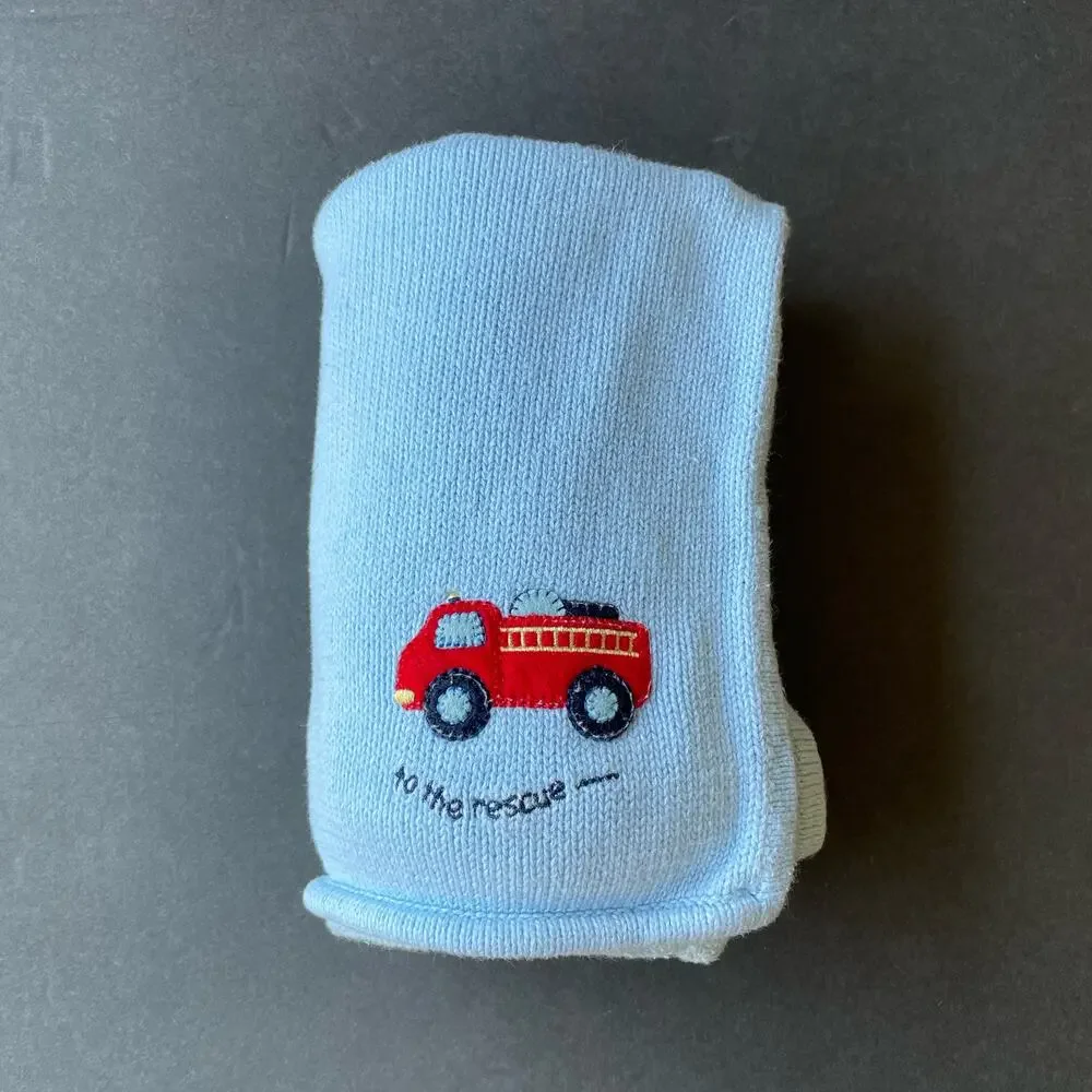 Lullaby Club Layette Firetruck Baby Blanket Light Blue To The Rescue